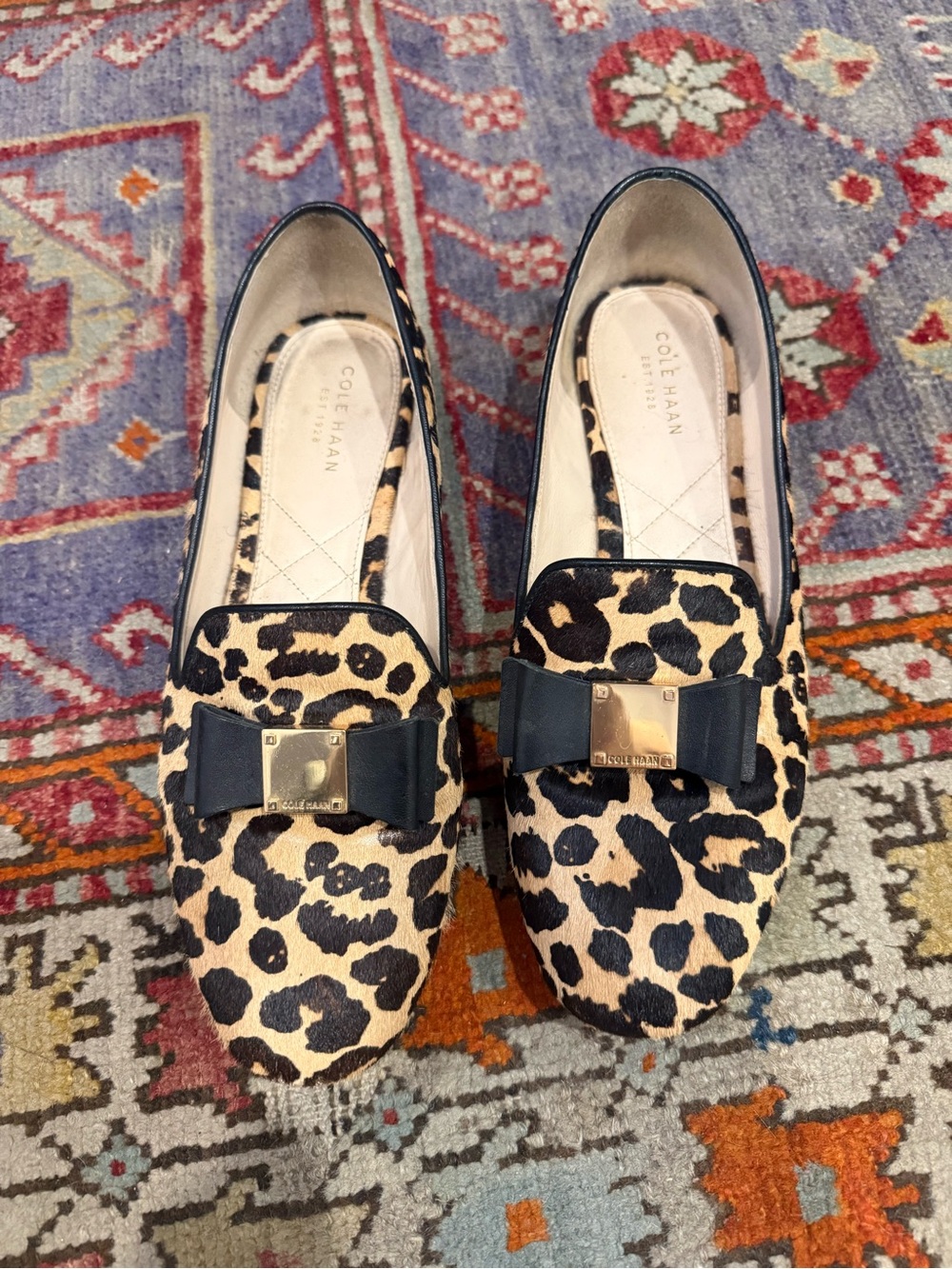 Cole Haan Leopard-Print Bow Loafers in Tan and Black